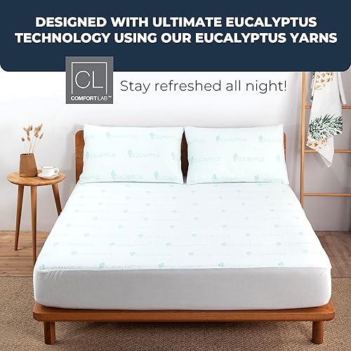 Miniatura 3 de Protector de colchón transpirable, protector de colchón matrimonial, King, Queen y Twin, protector de colchón de eucalipto, 15 pulgadas de