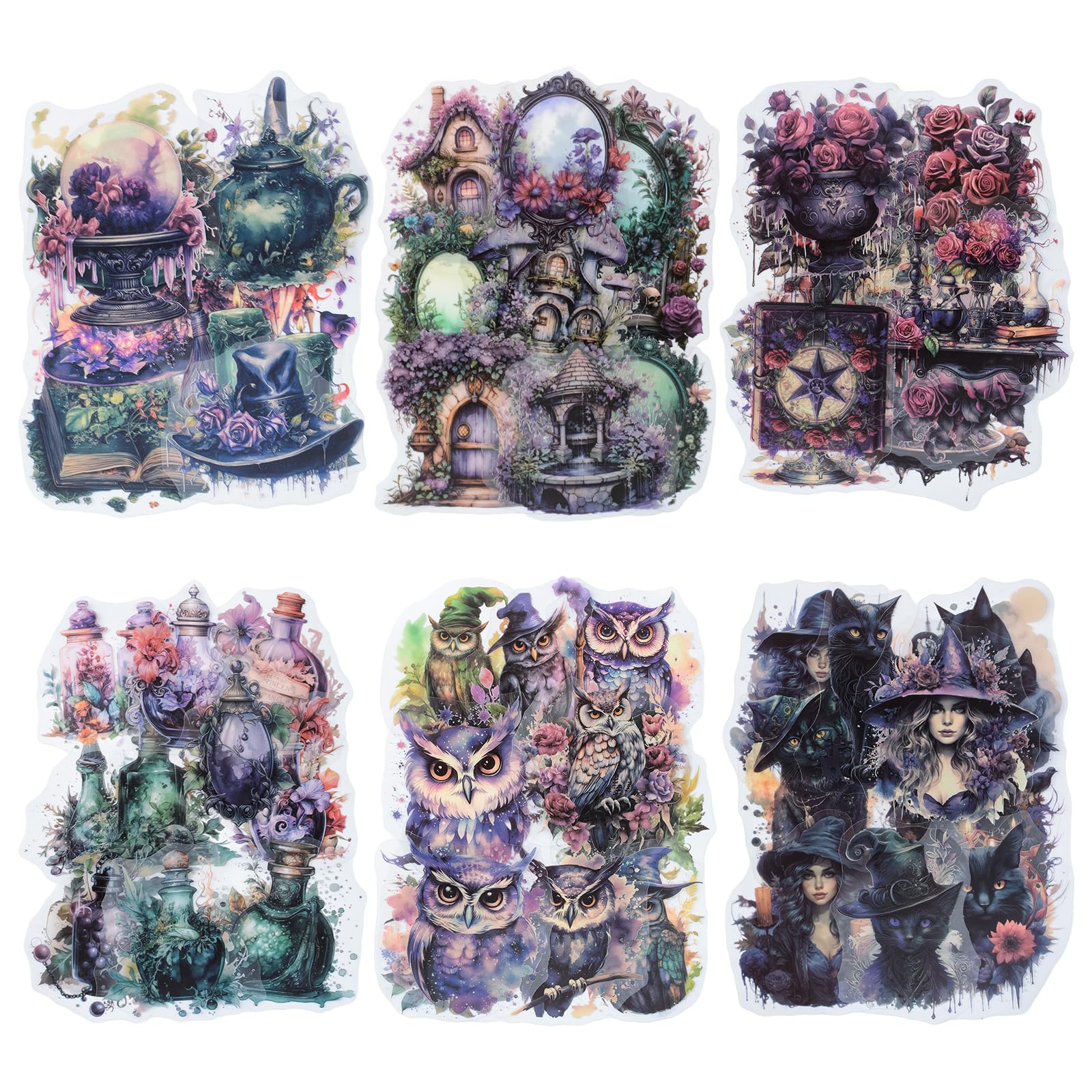 WANDIC 120 Pcs Gothic Style Stickers, 6 Styles Scrapbook Stickers for Scrapbooking Junk Journaling Crafting DIY Projects Diaries Art Supplies