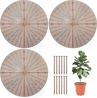 Hoypeyfiy 3 Pcs Plant Pot Grid with Center Cutout 20.5 Inch Cuttable Grid Plant Pot Cover, Plastic Grid Flower Pot Cover, Plant Soil Protector Animals Digging Stopper