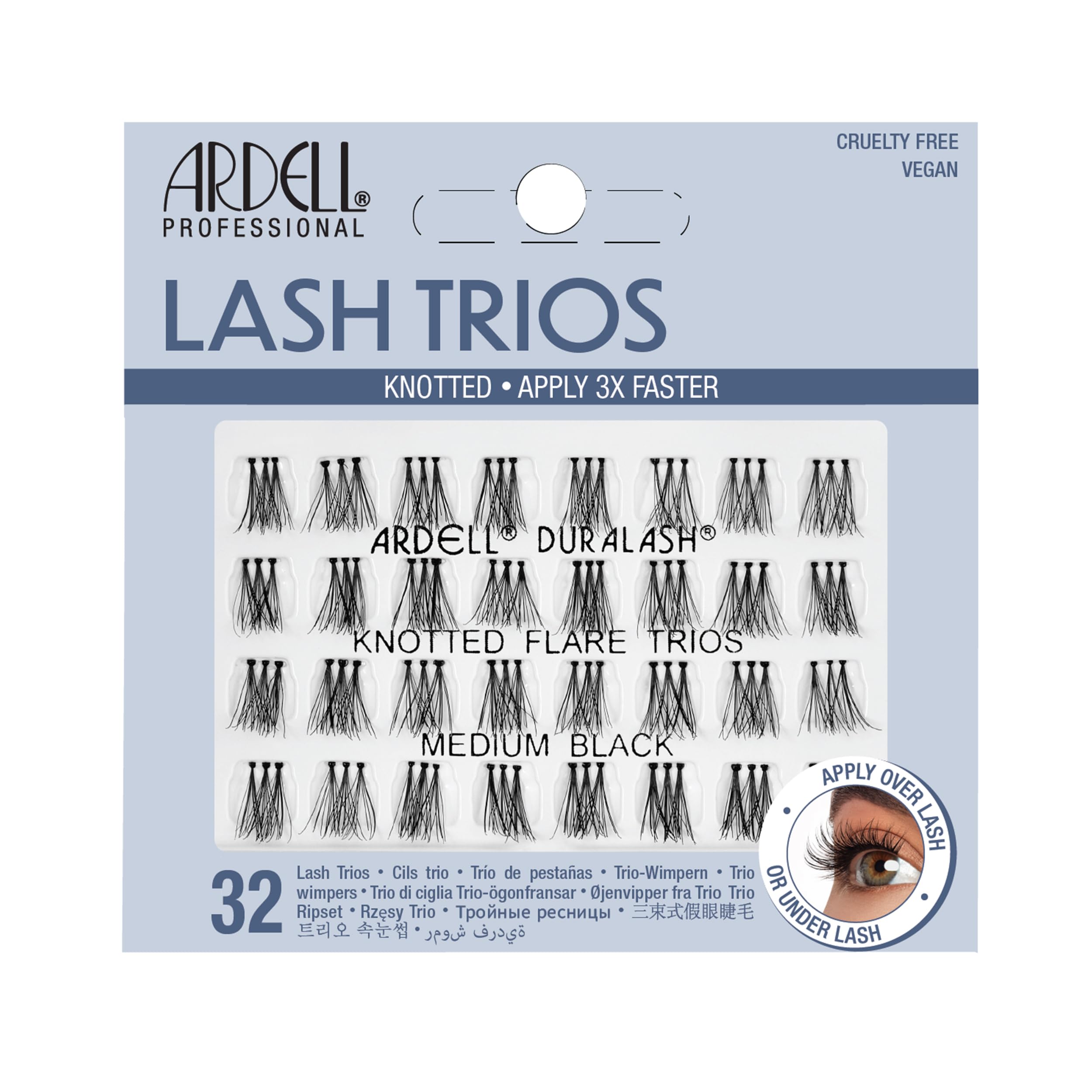 Ardell Duralash Individual Knotted Flare Trios Eyelashes - Medium Black