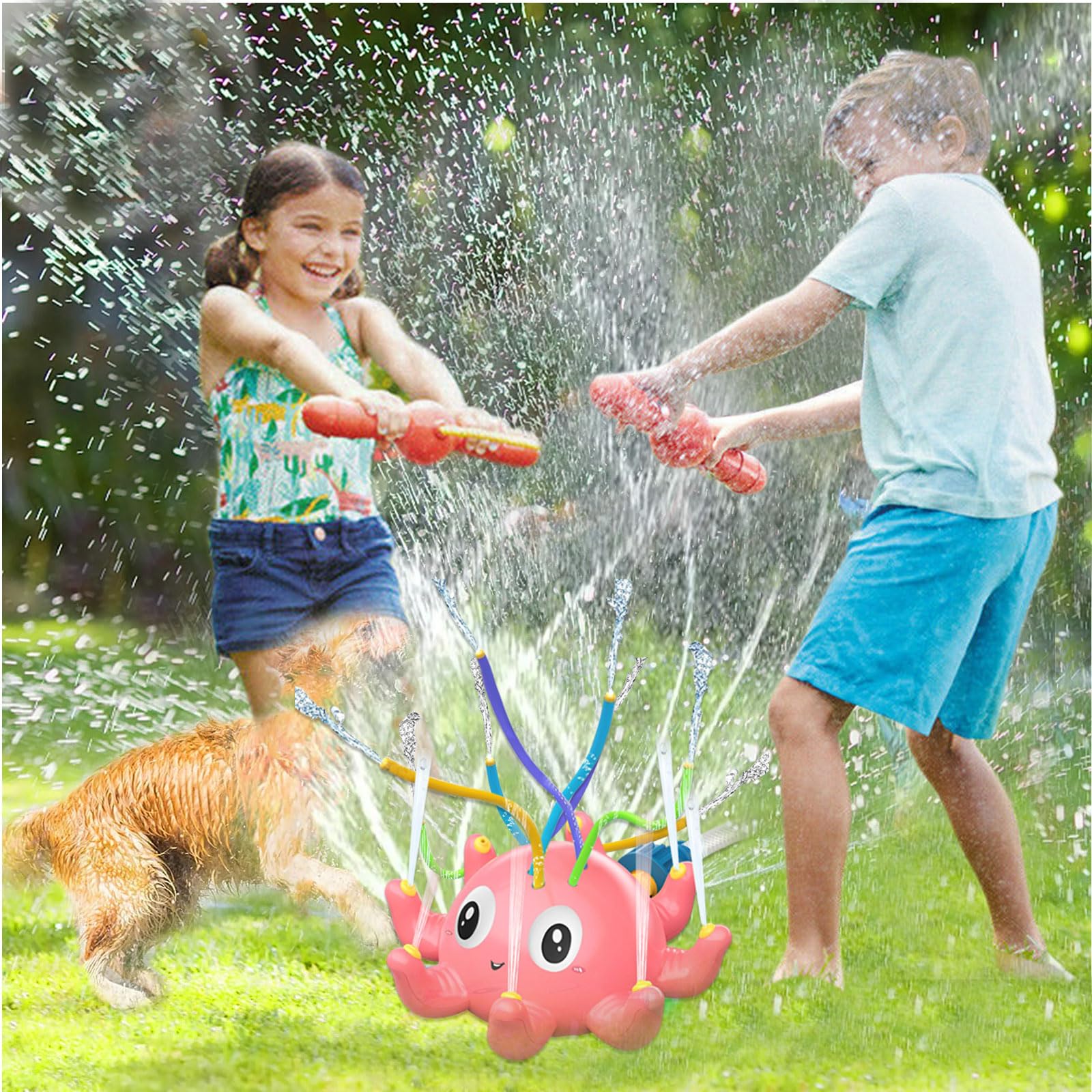 Aspersor de Agua para niños, Juegos Piscina para Niños Juguete Niño 3 4 5 6 7 8 9 10 Años, Pulpo Juguete de Rociador Juegos Chorros Agua Jardin al Aire Libre Aspersor de Agua para Niños