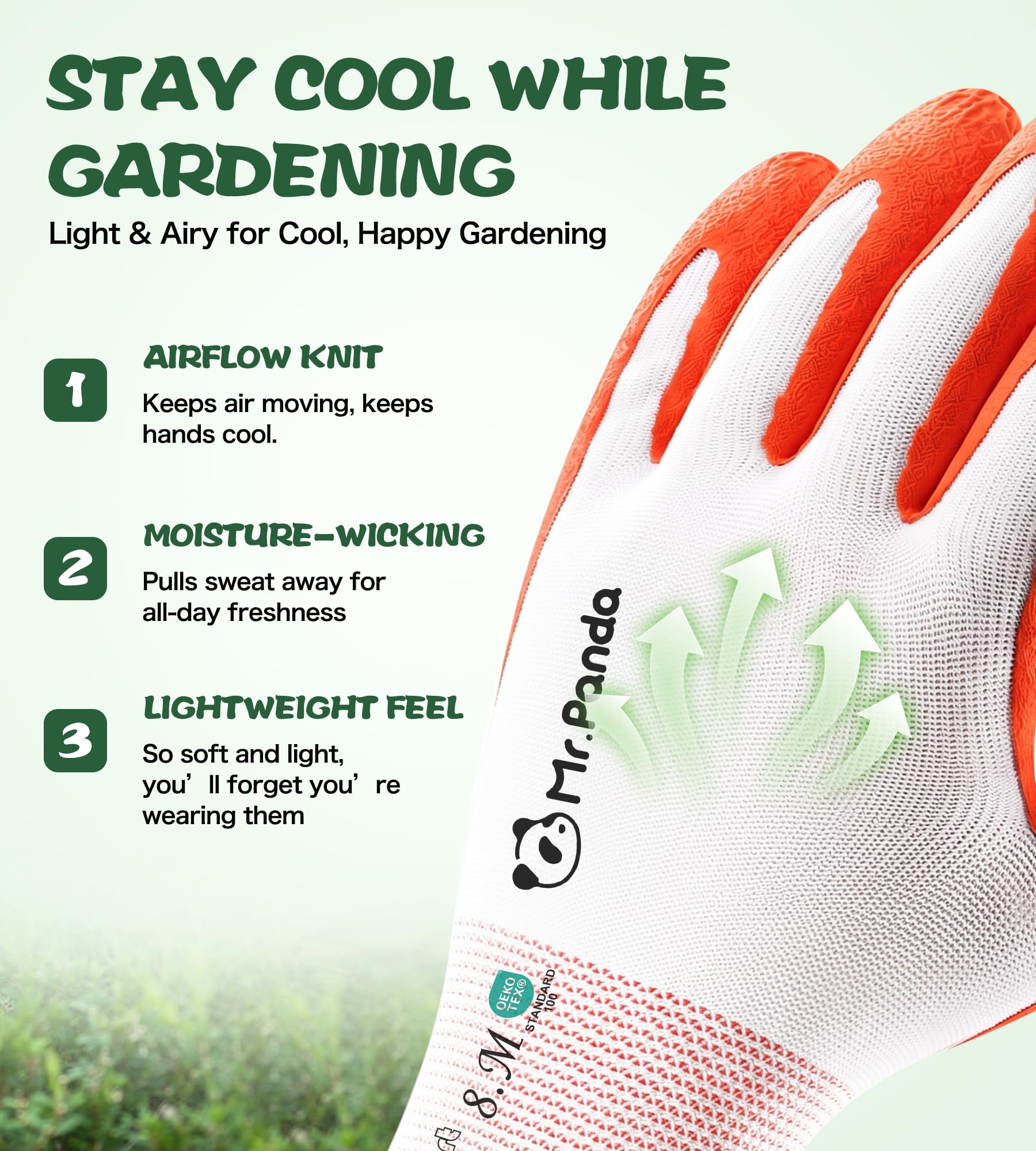 Mr.Panda 6 Pares de Guantes de Jardinería para Mujer, Suaves con La piel, Guantes de Trabajo Recubiertos de Látex, Transpirables, Azul & Rojo, 7/S