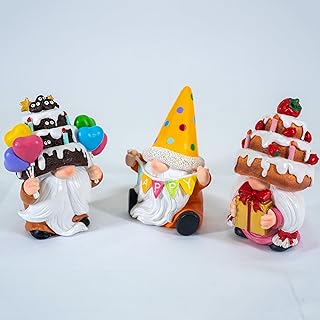 WZAPPKEW 3PCS Happy Birthday Gnome,Dynamic Gnome Birthday Cake Decoratio...