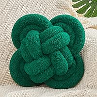 Vista 23 de Xiashrk - Almohada de nudo en forma de bola, almohadas decorativas suaves de 12" para sofá, cama, almohada de lujo en tono marfil blanco con nudo