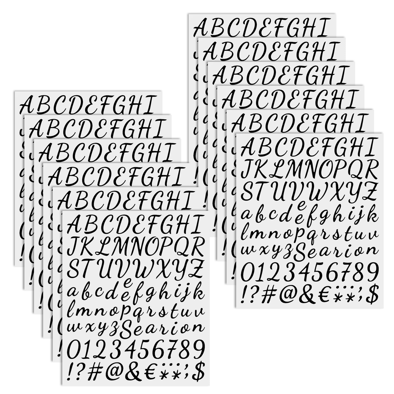 Zfseyuh 12 Hojas Letras Adhesivas Negras Pegatinas de Números y Letras Adhesivas Pegatinas Letras Pequeñas Numeros Adhesivos para Albumes Buzón Manualidades Tarjetas