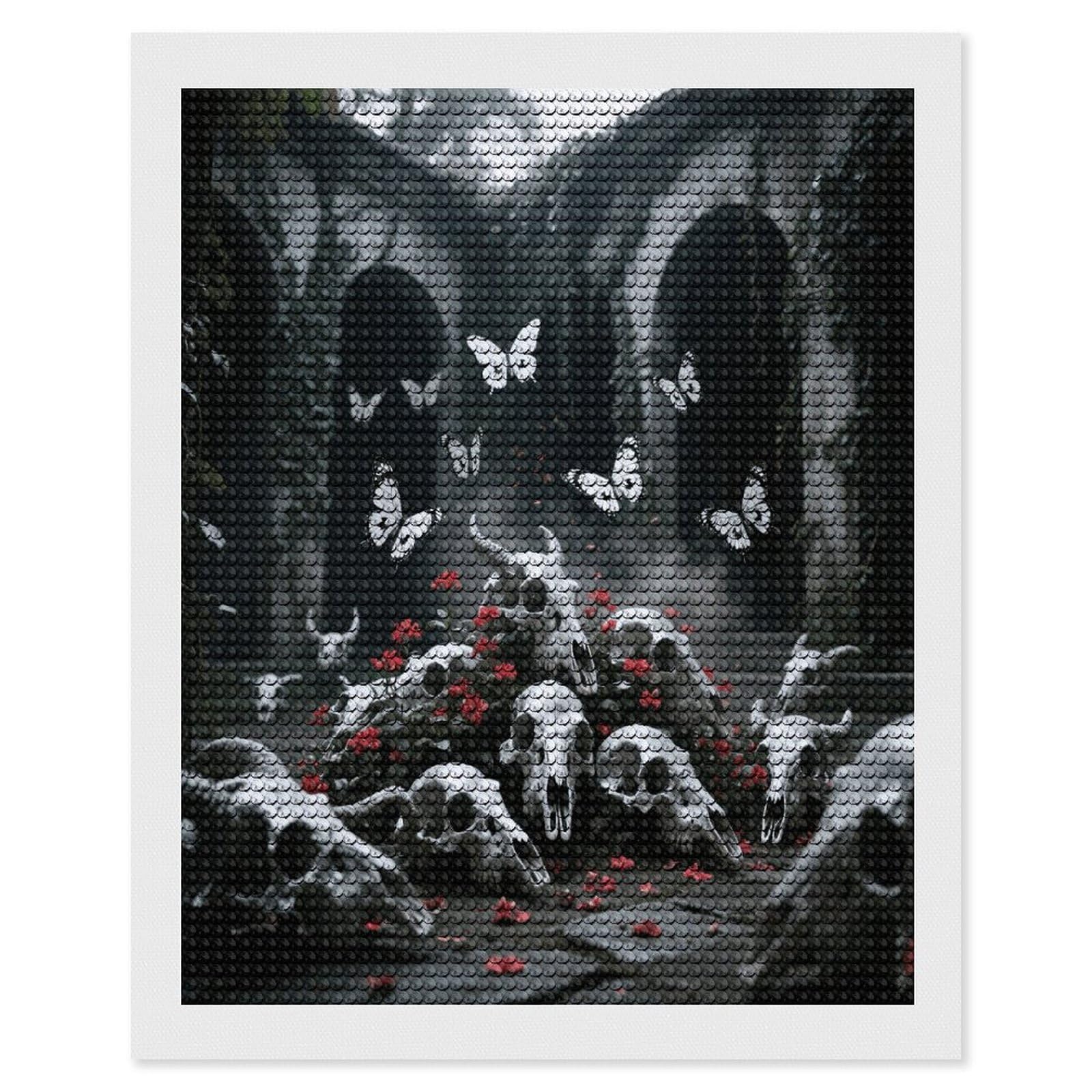 FekiLoot Skulls Butterfly Paint by Numbers Kit for Adults Beginner DIY Diamond Dots Paintings Round Full Drill Diamond Art Kits Picture Diamond Art Painting Kits for Home Decor 16"x20"