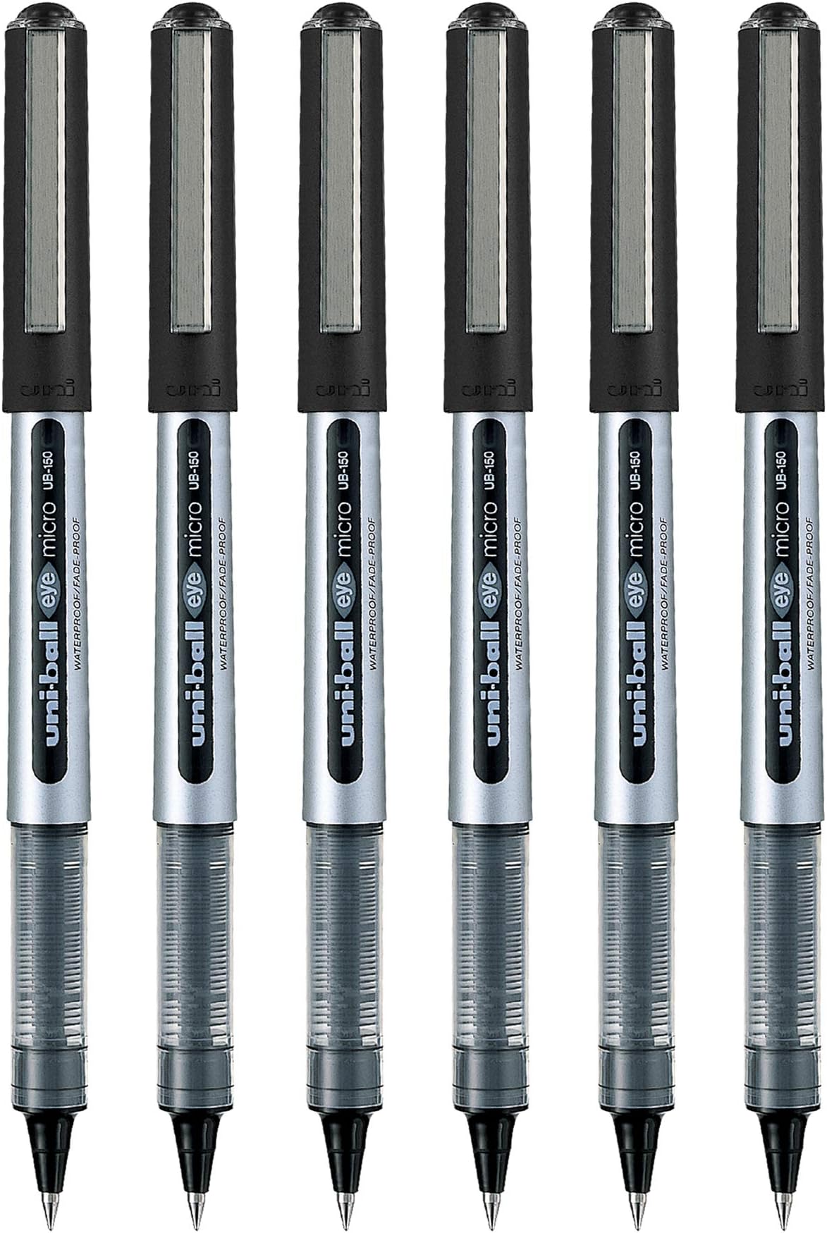 UNI-Ball Eye UB150 Roller Pen (Black Ink, Pack of 6)