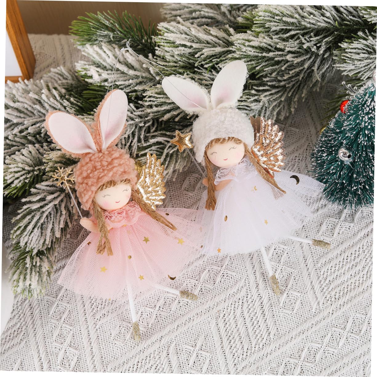 2pièces Ange Décoratif de Noël Suspendu Décoration Personnalisée pour Sapin de Noël Décoration pour Intérieur