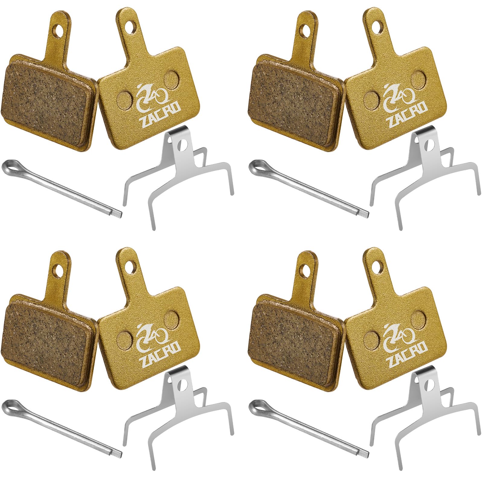 Zacro 2/4 Pairs Bike Brake Pads, Ceramic Bicycle Disc Brake Pads Fit for Tektro Shimano TRP Deore Br-M575 B01s Mt200 M525 M515 T615 T675 M505 M495 M486 M485, Mountain MTB Ebike Brake Pads Replacement