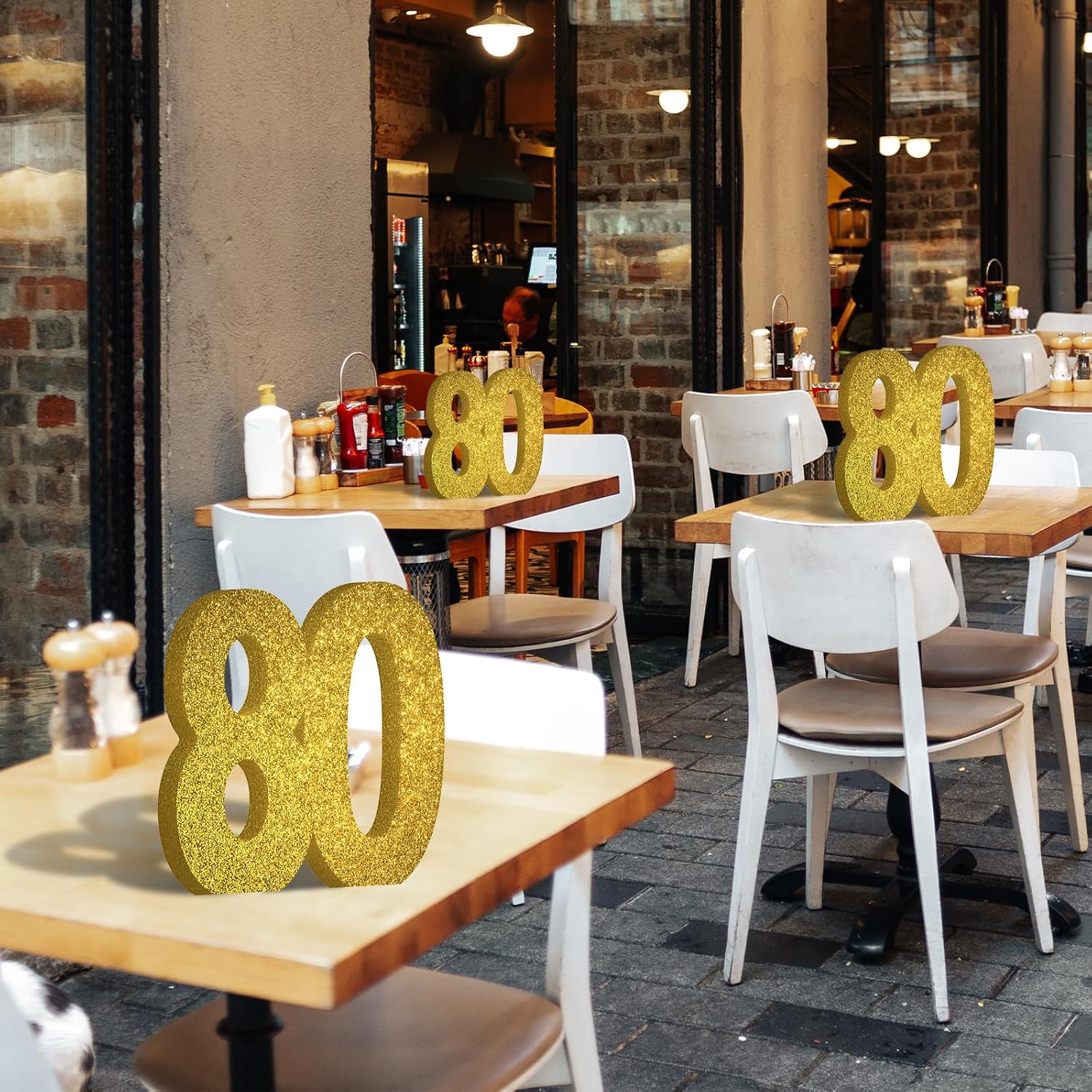 80th Birthday Decorations for Men and Women,80th Anniversary Decorations,Gold Glitter 80th Birthday Party Centerpieces for Table Decorations,80 Table Topper Decor