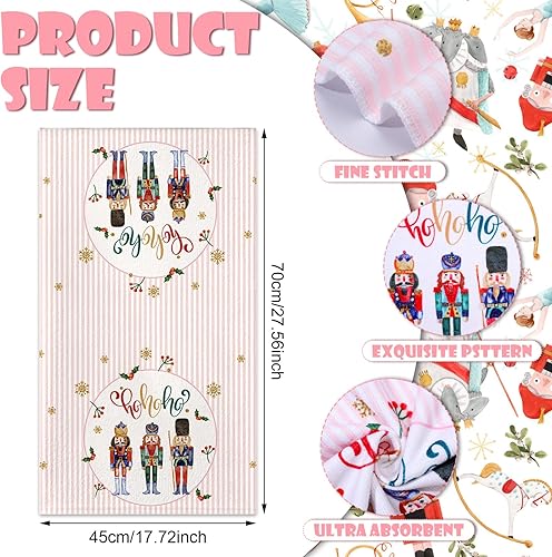 Miniatura 2 de Zubebe 6 paños de cocina rosa cascanueces de Navidad de 18 x 28 pulgadas, toalla de cocina de soldado de Navidad, toalla de té de secado a mano para
