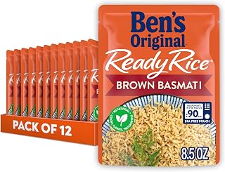 Ben's Original Ready Rice Brown Basmati Rice - 100% Whole Grain, 90-Second Microwave Pouch, 8.5oz Pack of 12