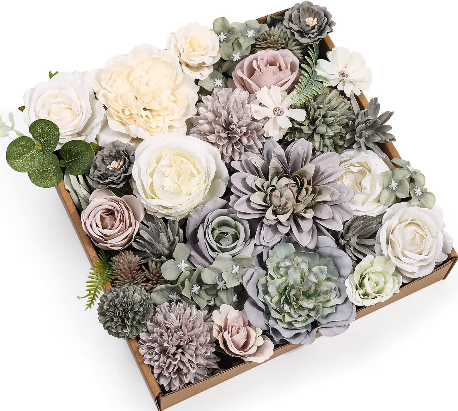 Serra Flora Artificial Flowers Combo Roses 25pcs Silk Fake Flowers for DIY Wedding Bouquets Combo Gradual Change Centerpieces Arrangements Party Bridal Baby Shower Home Decorations (Purple)