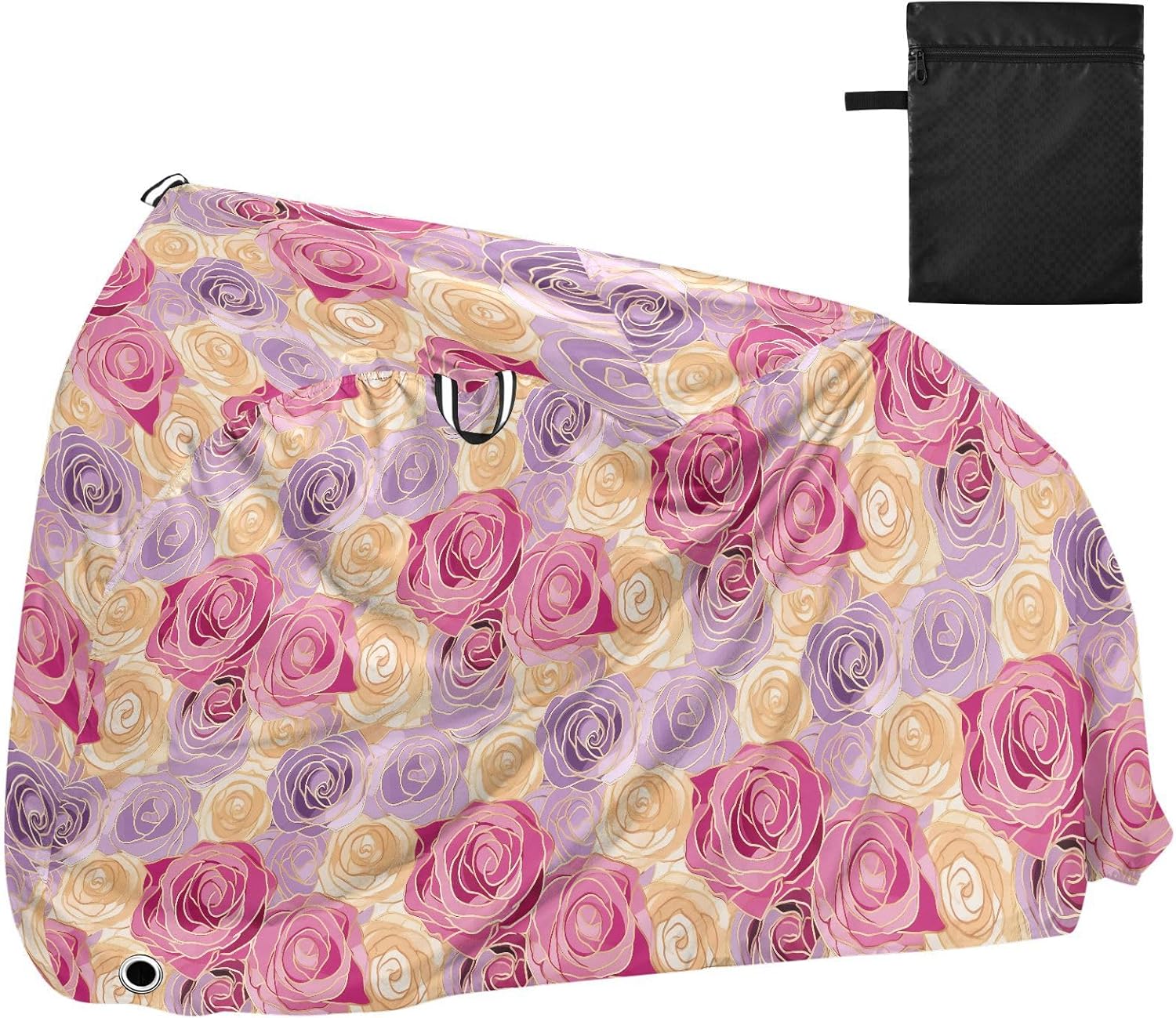 ALAZA Rose Flowers Hand Drawn Bike Cover Waterproof Outdoor Ebike Bicycle Covers Tarp Protection for 1/2 Bikes, Sun UV Dust Wind Proof