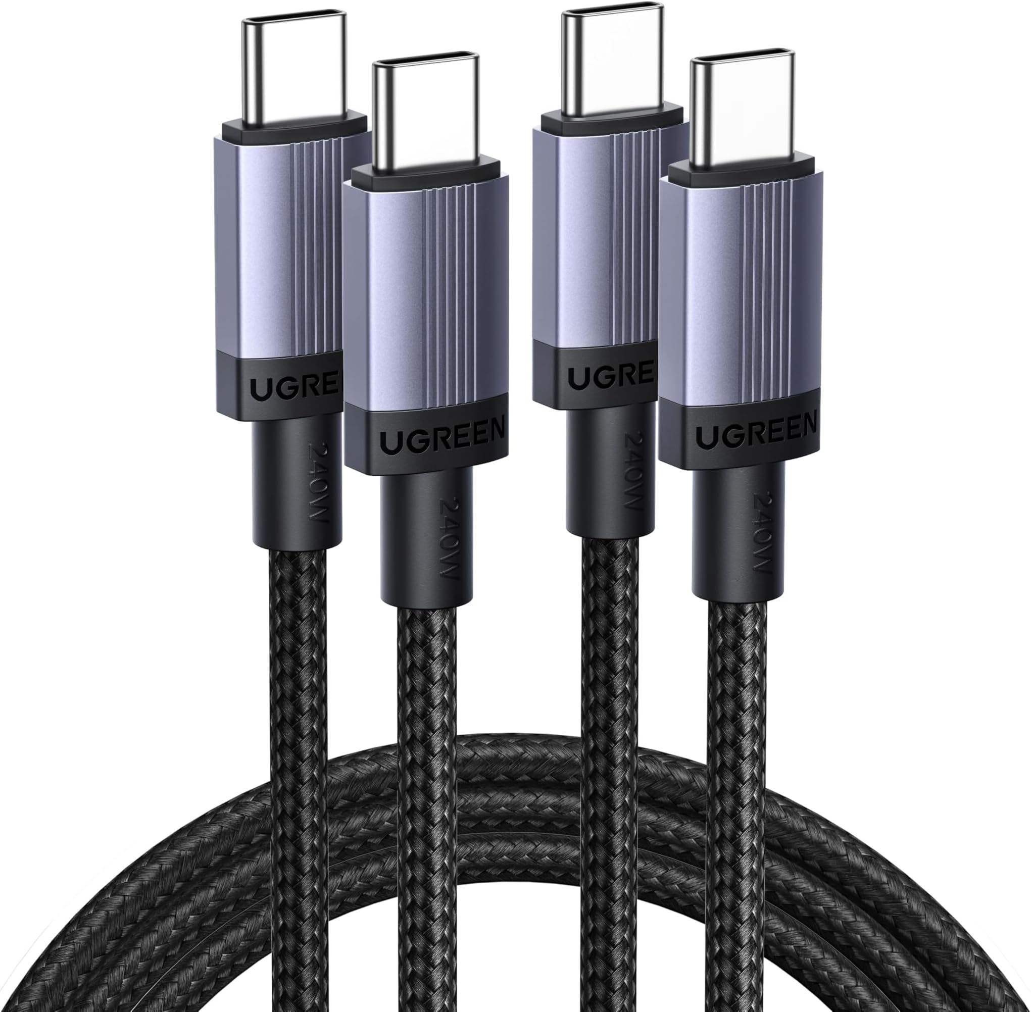 Ugreen 2 Pack 240W 2M USB C to USB C Cable, PD Fast Charging Type C Cord | USB2.0 480Mbps Data Transfer Compatible with iPhone 17/16, Galaxy S26, MacBook Air/Pro, iPad Pro/Air, Dell XPS, Pixel