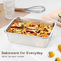 Vista 6 de Onader - Bandeja para lasaña profunda, rectangular de acero inoxidable de 10 x 8¼ pulgadas, bandeja para hornear de metal, apta para horno