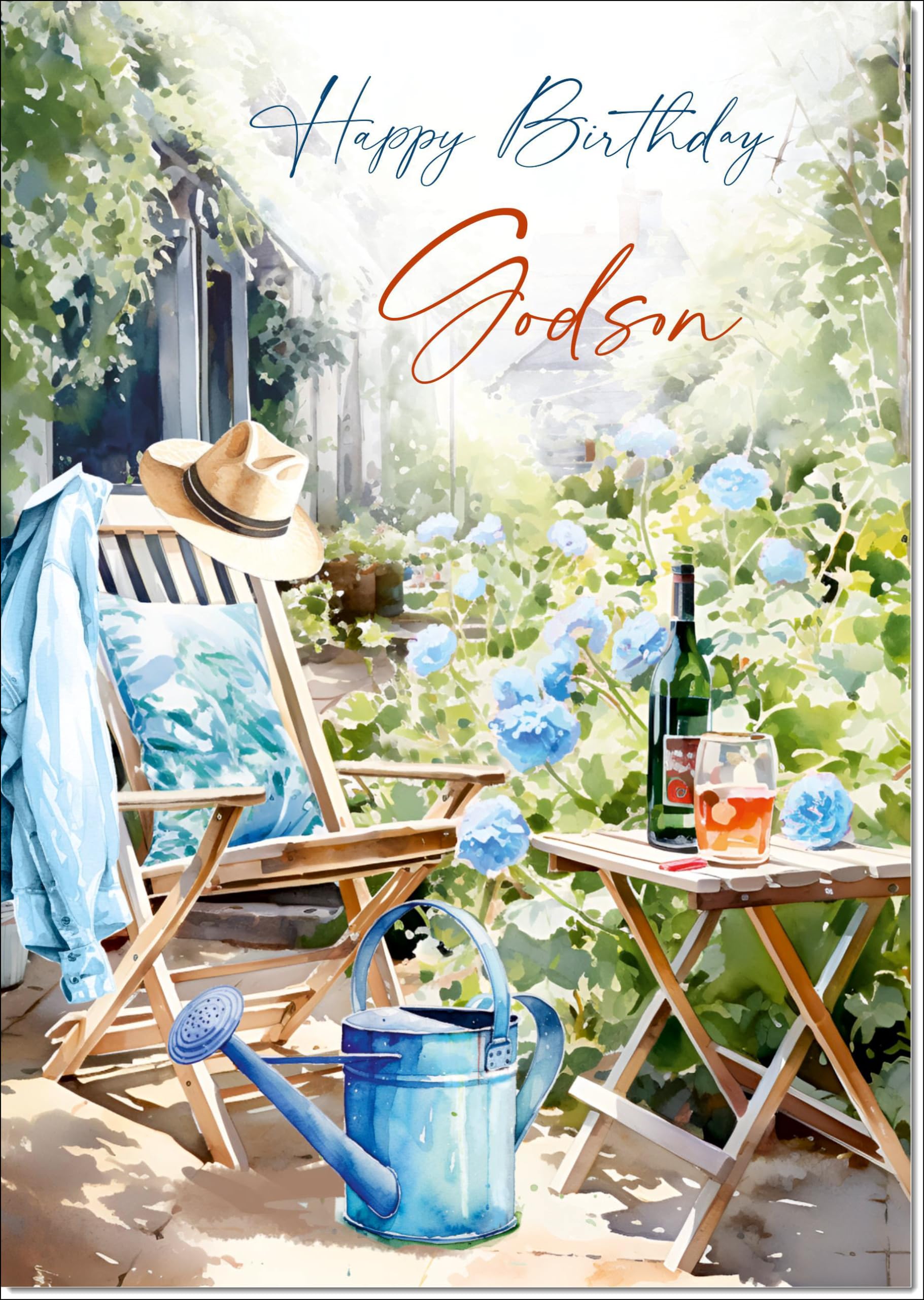 doodlecards Godson Birthday Card Relax in the Garden Large A4 Size with Plain Envelope