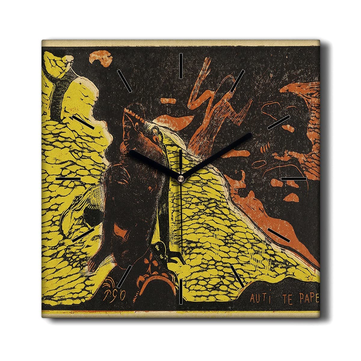 Horloge sur Toile Salon Gauguin 30x30 Décoration Murale Apaisante Moderne
