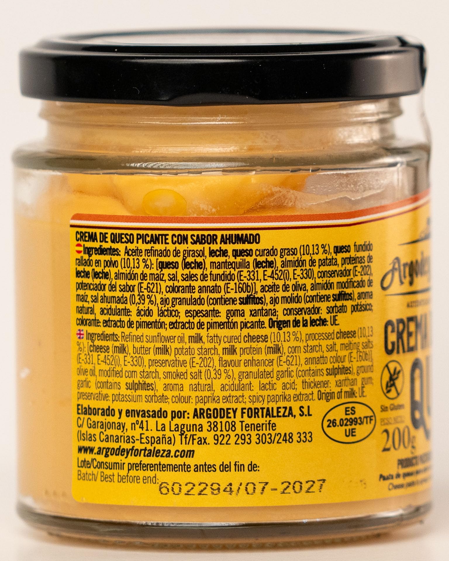 Argodey Fortaleza Crema de Queso Ahumado Picante 200g | Salsa Cremosa para Untar en Patatas, Pan, Tostadas, Sándwiches, Tacos, Nachos, Arepas, Empanadas y para Acompañar Carnes y Pescados