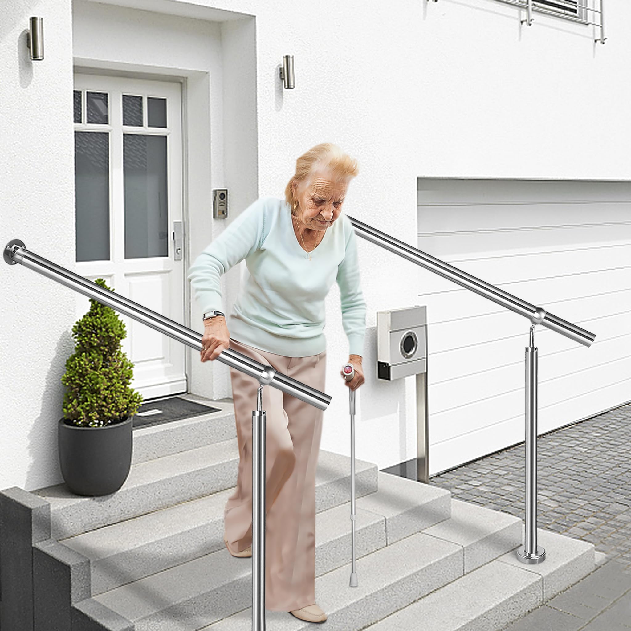 Edelstahl Geländer Handlauf 200cm Treppengeländer Eingangsgeländer