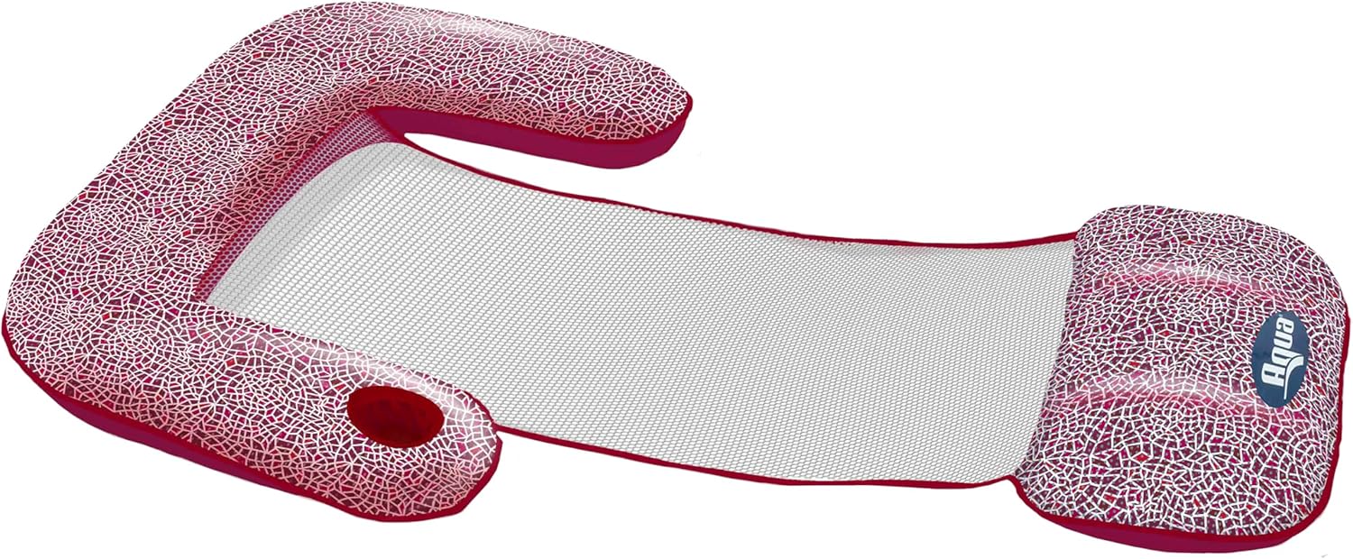 Aqua Mosaic 3-in-1 Pool Chair Float – Inflatable Floating Pool Chair for Adults with Length-Adjust Toggles – Use as a Lounge, Chair, or Drifter – Burgundy Mosaic