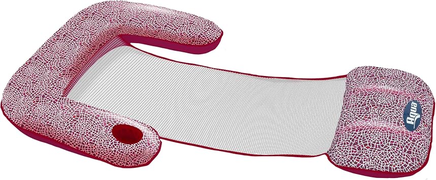Aqua Mosaic 3-in-1 Pool Chair Float Inflatable Floating Pool Chair for Adults with Length-Adjust Toggles Use as a Lounge, Chair, or Drifter Burgundy Mosaic