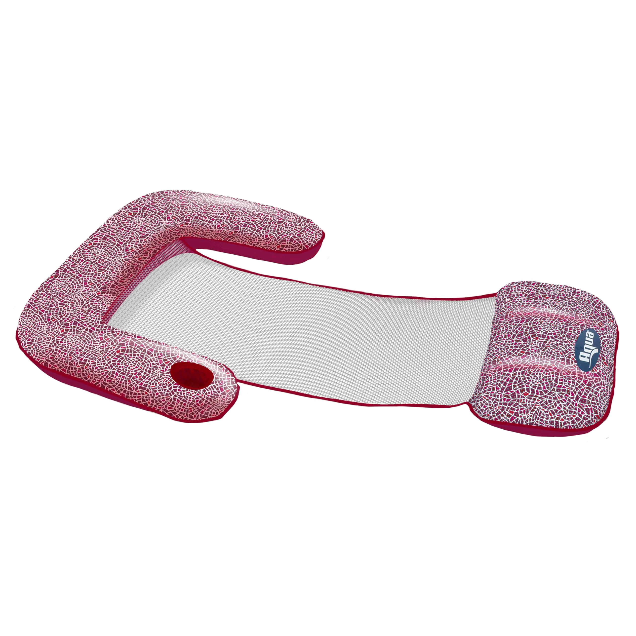 Aqua Mosaic 3-in-1 Pool Chair Float – Inflatable Floating Pool Chair for Adults with Length-Adjust Toggles – Use as a Lounge, Chair, or Drifter – Burgundy Mosaic