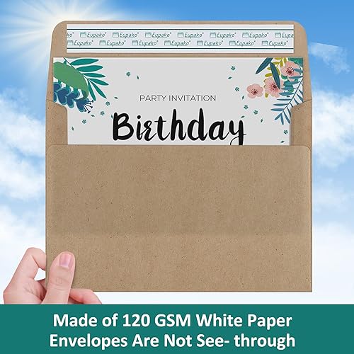 Miniatura 4 de Eupako Sobres autoadhesivos de 5 x 7, paquete de 250 sobres A7 marrones, sobres de papel kraft para tarjetas de 5 x 7, fotos, invitaciones, boda,