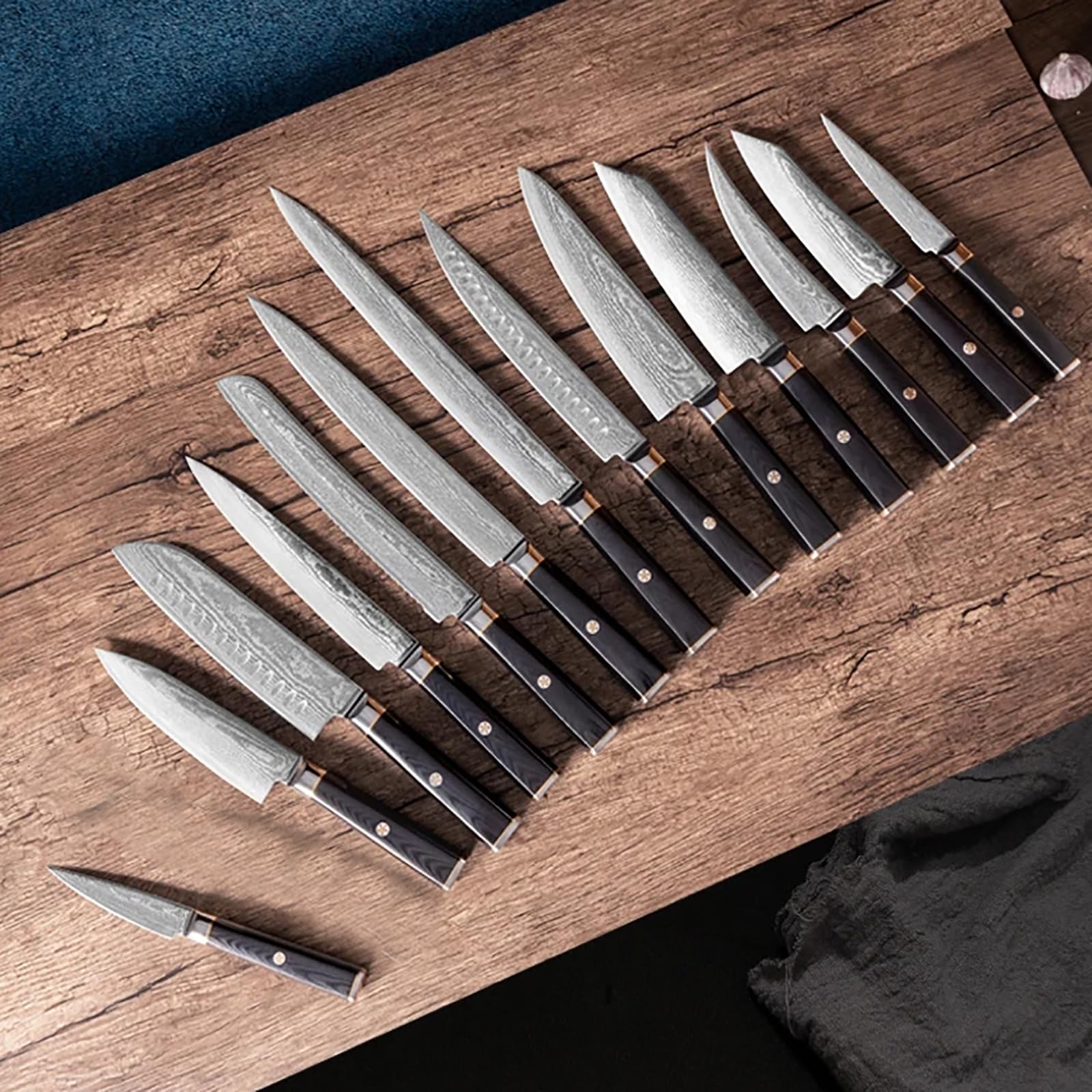 13PCS Kitchen Knife Set Premium Damascus Steel with AUS-10 core 67-Layers Blade G-10 Handle Kitchen Accessories Dishwasher Safe