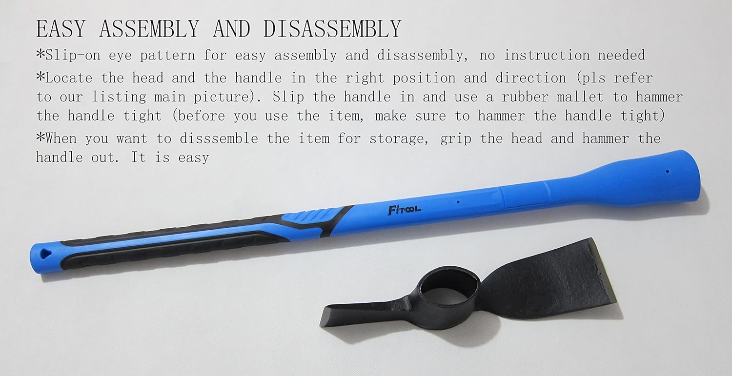 35Inches Forged Heavy Duty Adze Pick, Mighty Pickaxe Mattock Hoe, Mattock Cutter 6.6LB