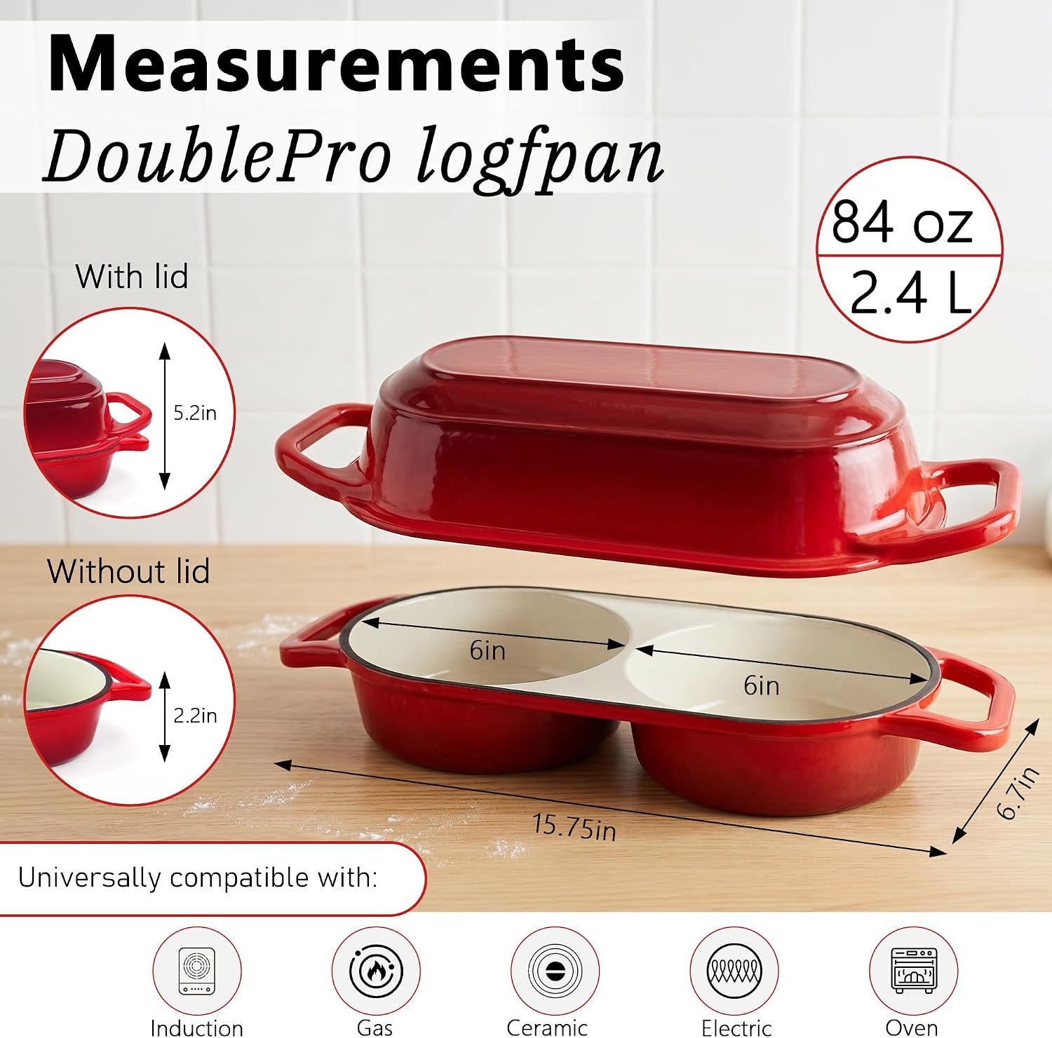 Double Mini Dutch Oven for Sourdough Bread Baking, 2.2QT Enameled Cast Iron Bread Oven with Lid, Beginner Friendly,Silicone Gloves, 500°F Safe, Dual Round Bread Loaf Pan for Homemade Baking Red