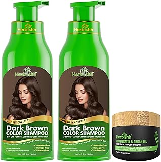 Herbishh Hair Color Shampoo (Dark Brown) for Grey Coverage | Ammonia-Free Paraben Free | Long Lasting Color up to 3 Weeks... Price In India
