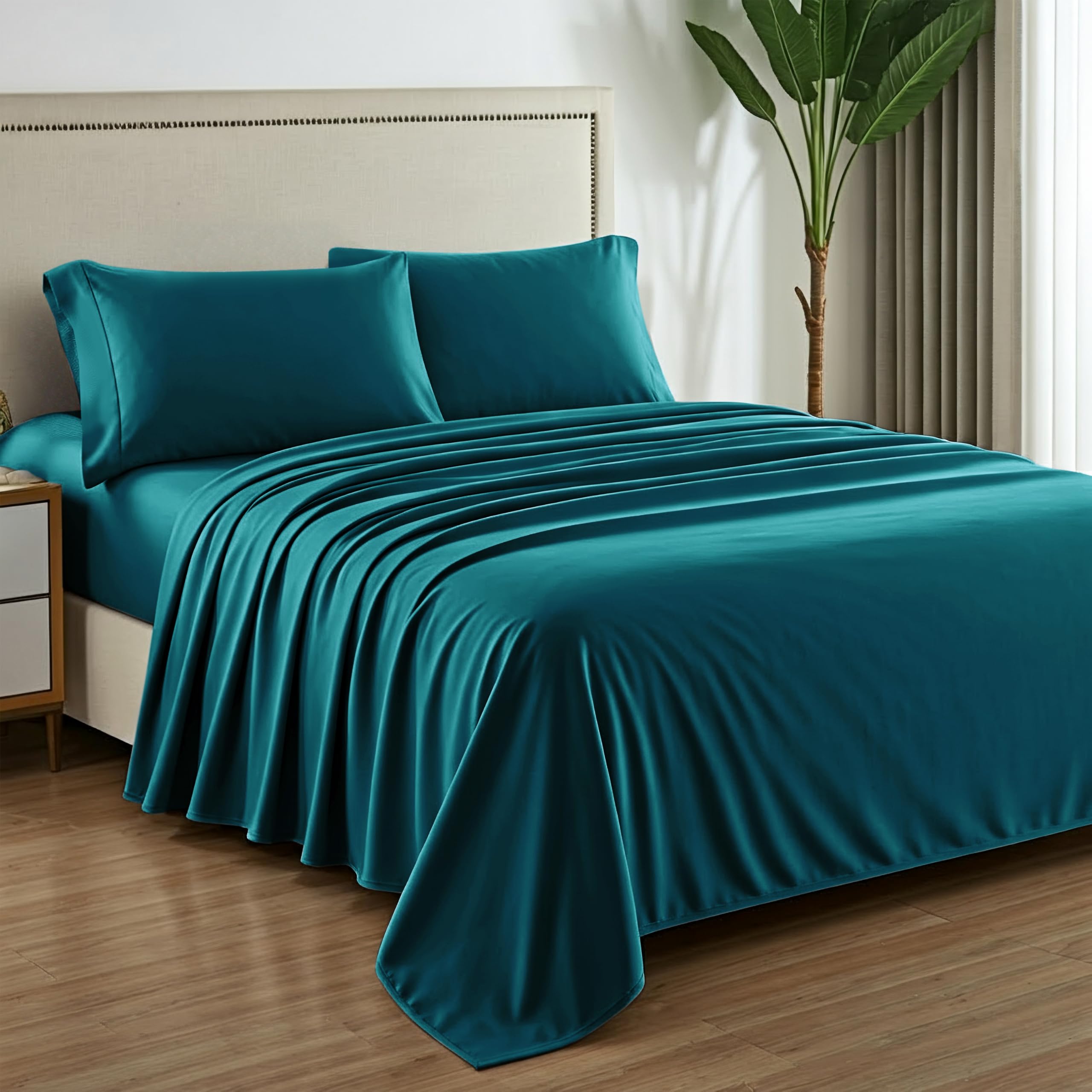 Mayfair Linen 100% Egyptian Cotton Bed Sheets Queen Size Set - 4 PC 1000 High Thread Count Egyptian Cotton Queen Size Sheets Deep Pocket 16", Soft