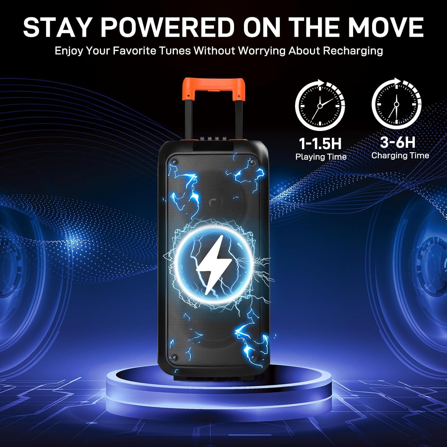 Ktaxon Karaoke Machine with 2 Wireless Microphones, Portable Outdoor & Indoor Bluetooth Speaker with Multi Light Modes, Dual 8" Speakers for Party, Home, Game, DJ, Adults - Image 7