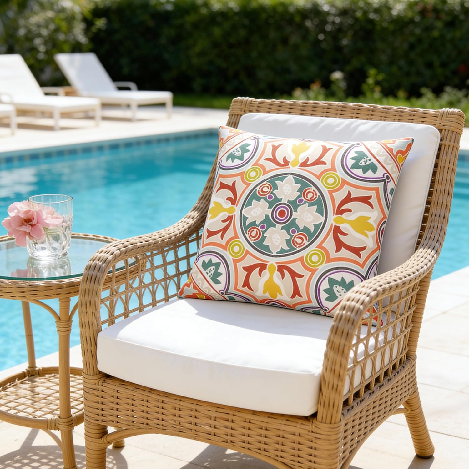 Art Leon Outdoor Pillow Covers Set of 4,18x18 Inch Waterproof Polyester Bohemian Pattern Decorative Cushion Case for Patio Furniture Decorative Square Throw Pillow Cases for Patio Furniture Sofa Chair