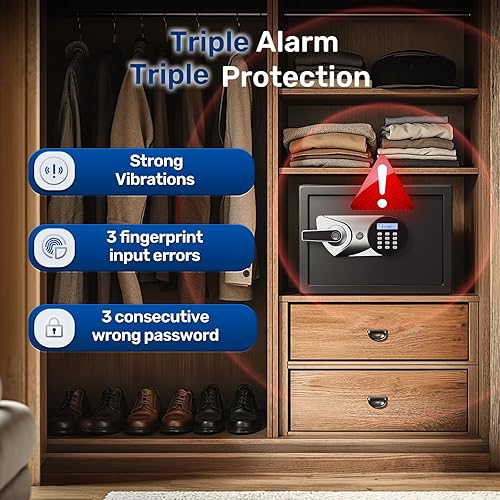 Miniatura 5 de BlackSmith Caja de seguridad para el hogar, 1.2 pies cúbicos, caja de seguridad biométrica de acceso rápido para pistolas, efectivo, joyas con