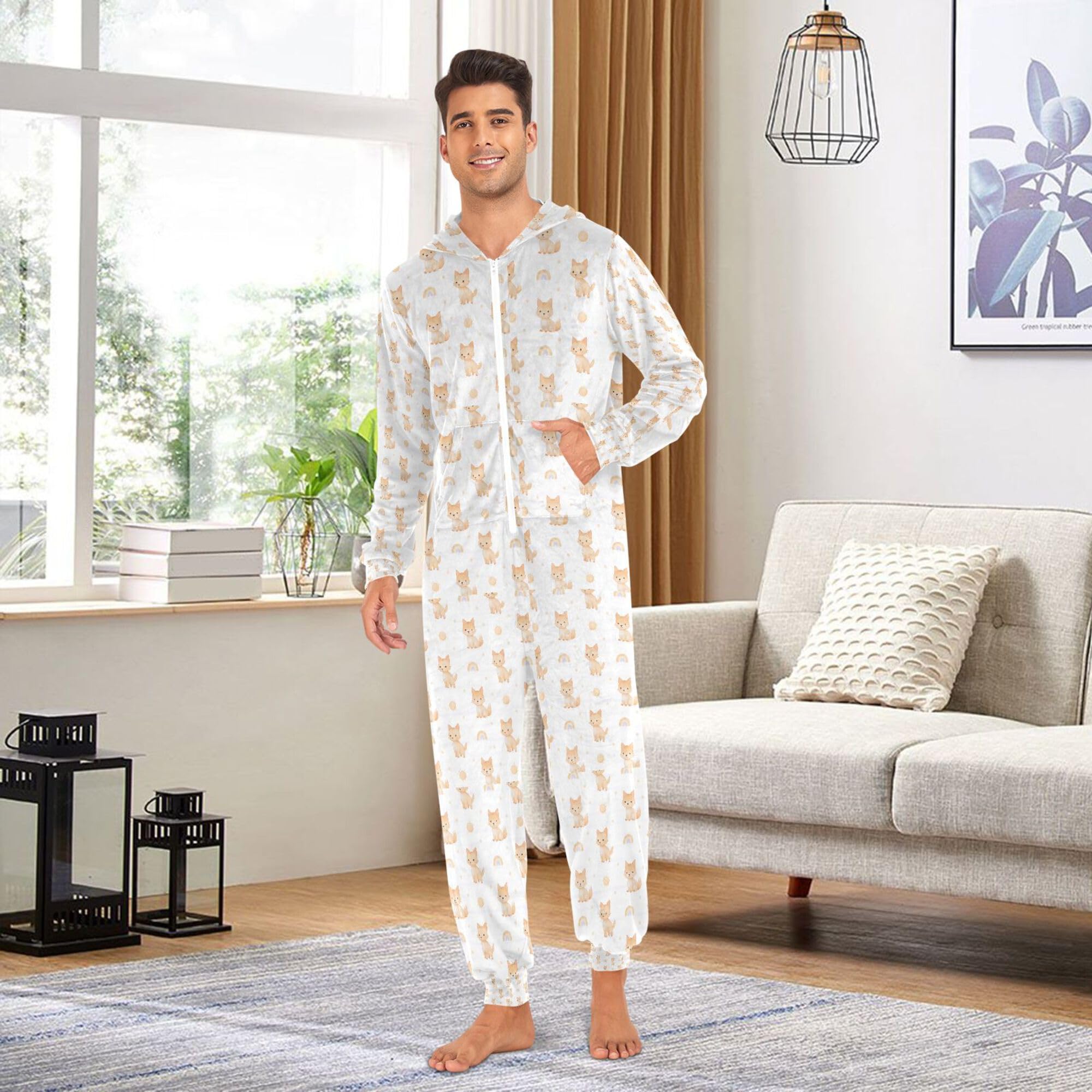 Onesie dla kobiet piżama z kapturem 1-częściowa bielizna nocna kreskówka urocze koty bielizna nocna