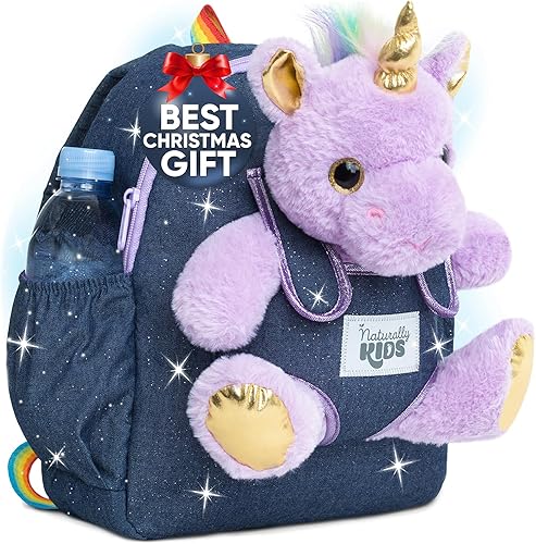 Miniatura 312 de Naturally KIDS - Juguetes de unicornio para niños y niñas de 2 a 3 años, regalos de cumpleaños, mochila de unicornio para niños pequeños 03 Unicornio