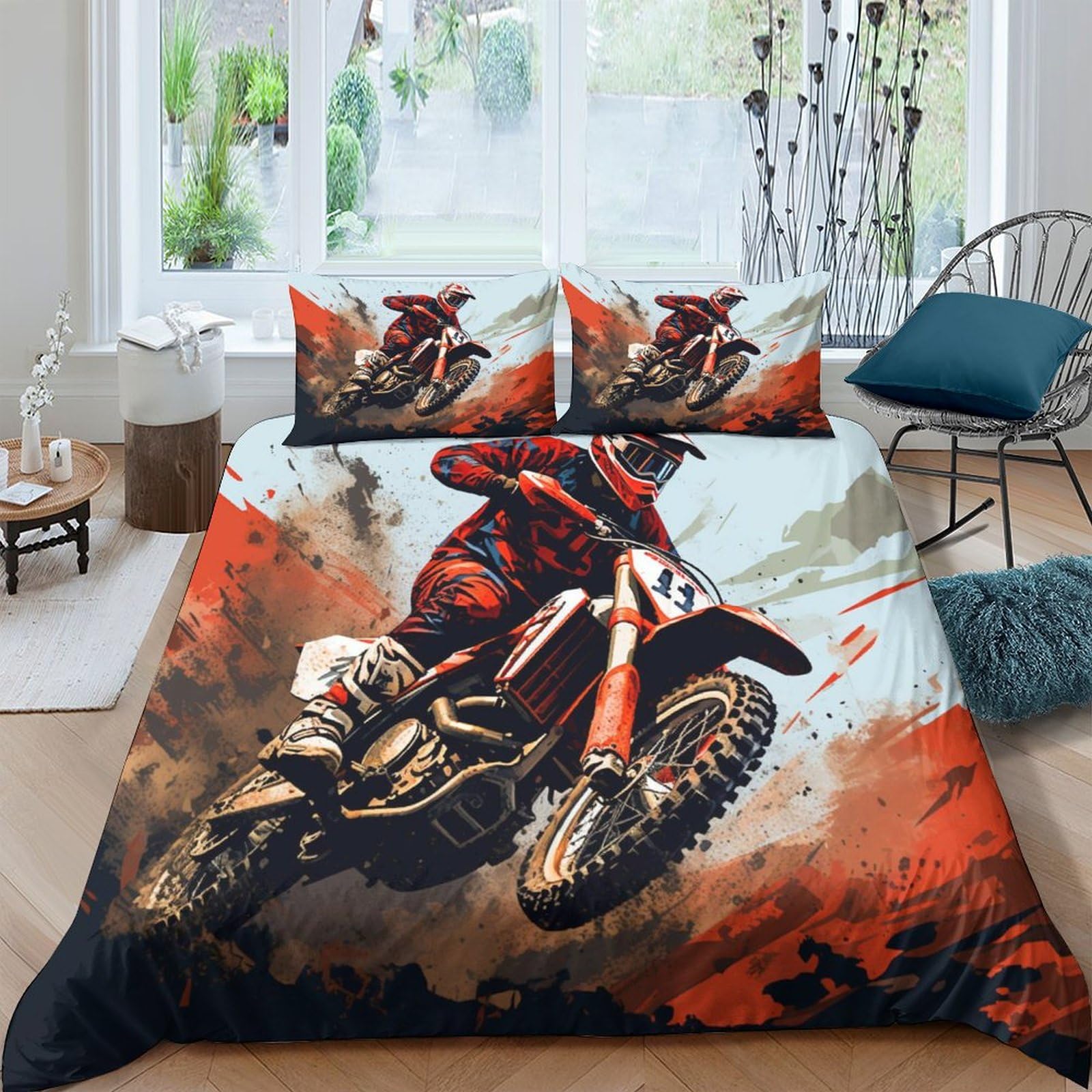 Parure de lit moto 3D pour transformer la chambre des enfants et adultes