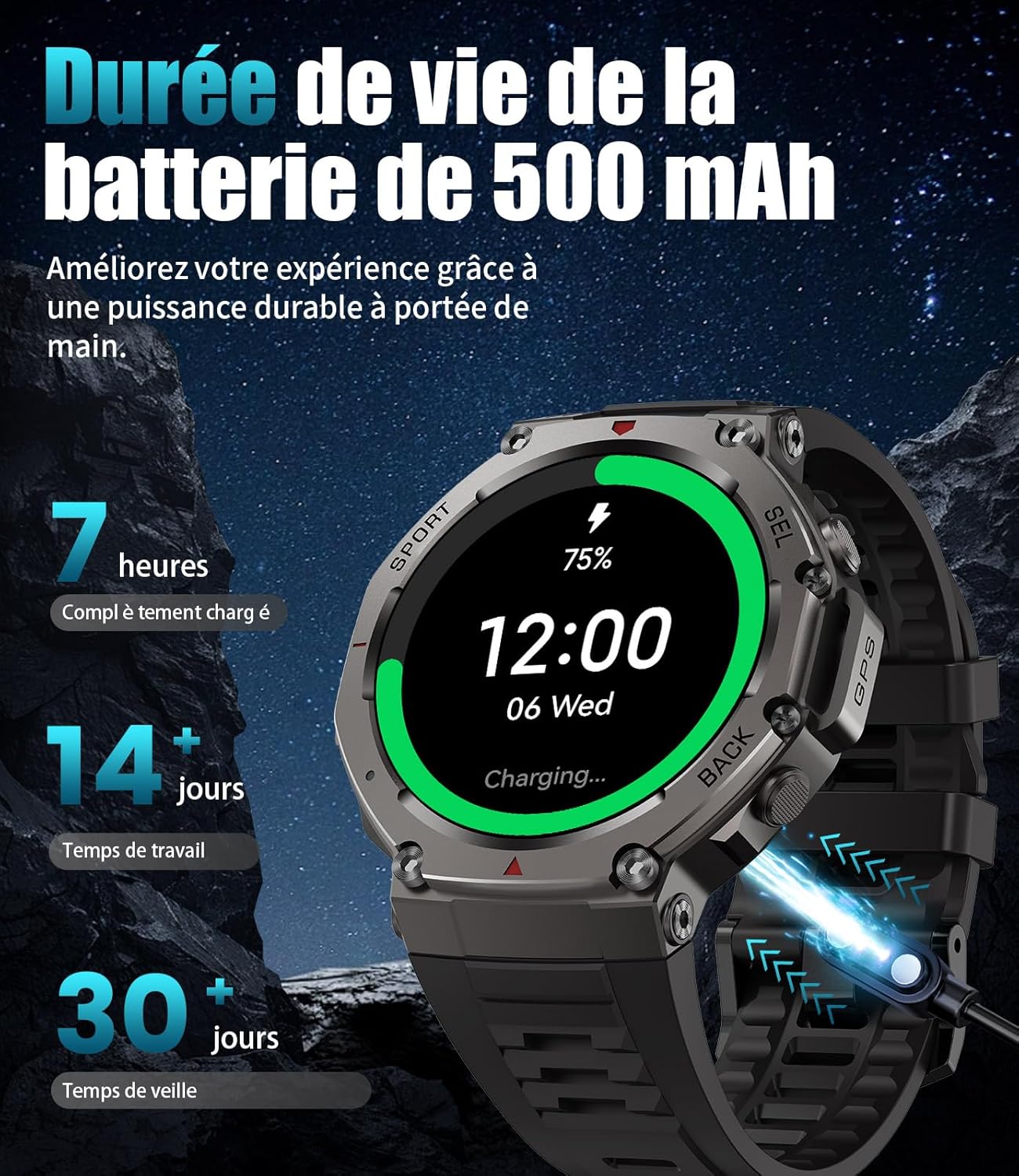 Smartwatch charging with magnetic cable