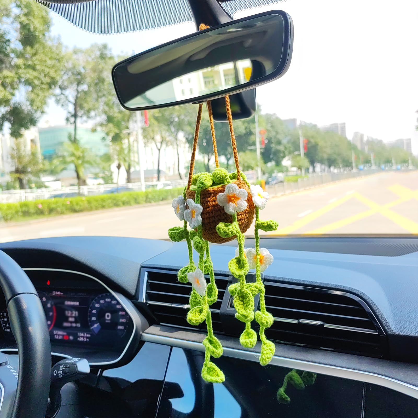 Amazon.com: Motaney Potted Plants Crochet Rear View Mirror