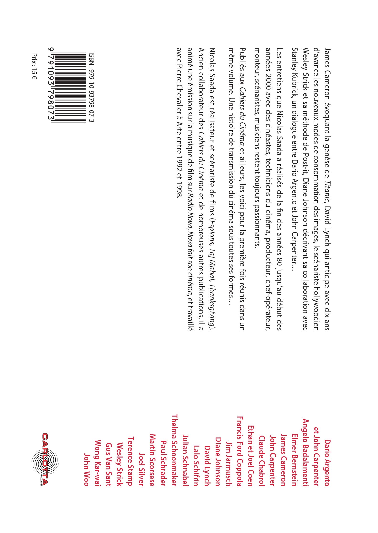 Questions de cinéma de Nicolas Saada ; Entretiens et conversations (1989-2001)