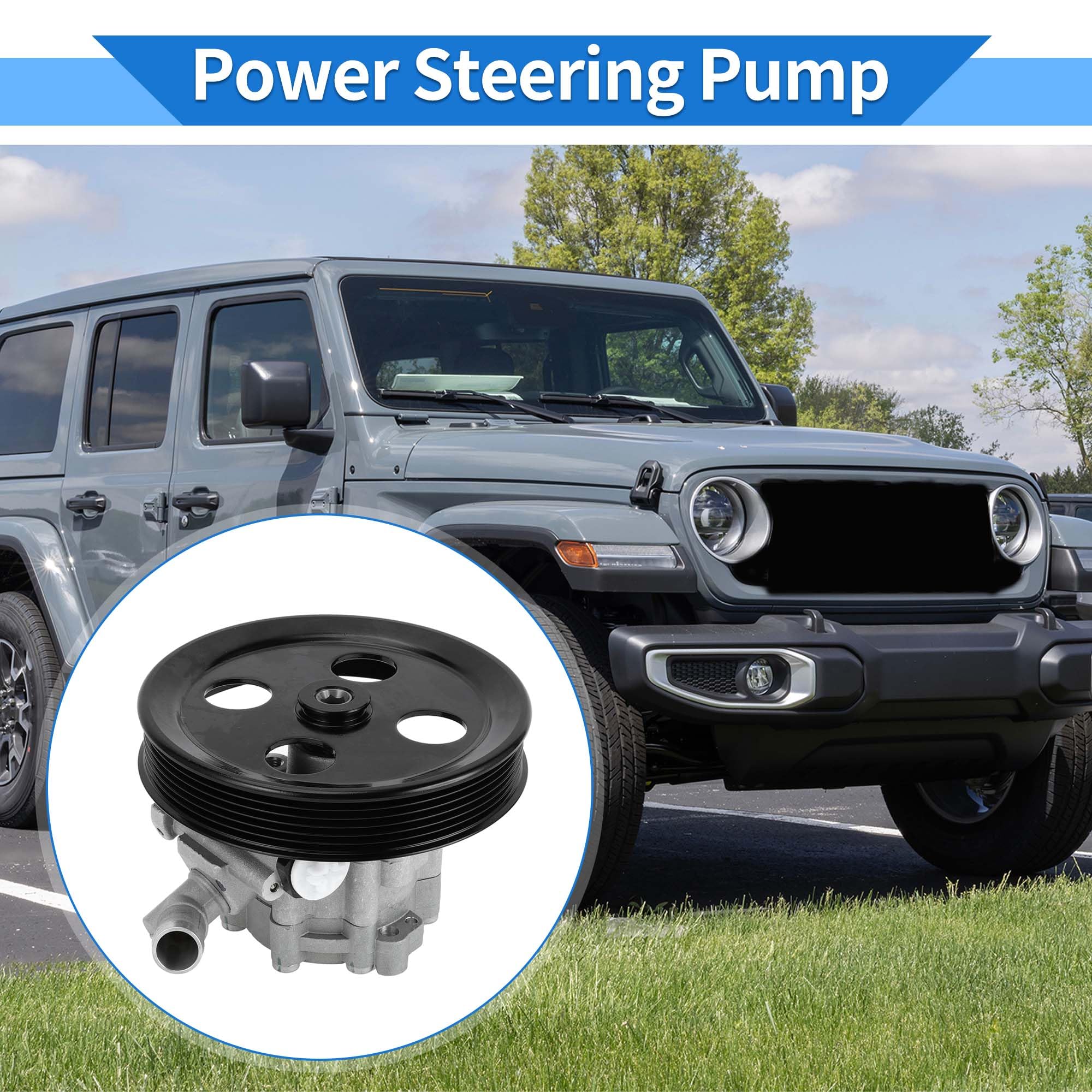 Bomba De Dirección Asistida Para Jeep Wrangler Jk 3.8L 07-11 1Pc | Plateado Y Negro, Aleación De Aluminio, Número Oe 52059899Ae/53032956Aa, Para Jeep Wrangler (Jk) 3.8L