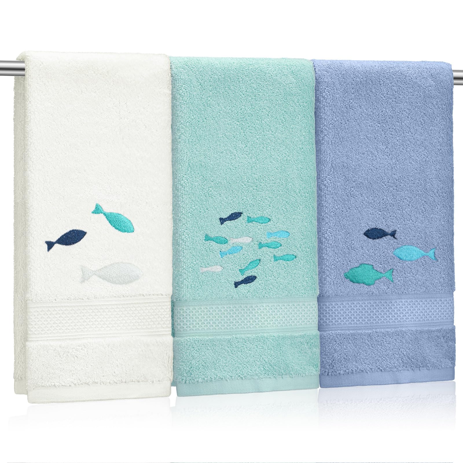 Amazon.com: Hahafelt 3 Pack Hand Towels for Bathroom, White Green