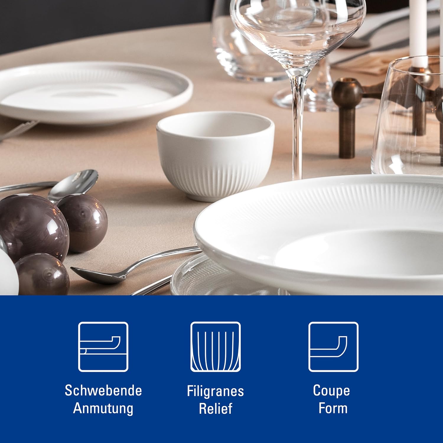 Villeroy & Boch Afina Collection Small Dip Bowl, Premium Porcelain, Made in Germany, Dishwasher and Microwave Safe, 3 oz Capacity, 3.25 x 3.25 x 2.25 in, Stackable, Rich, Creamy White