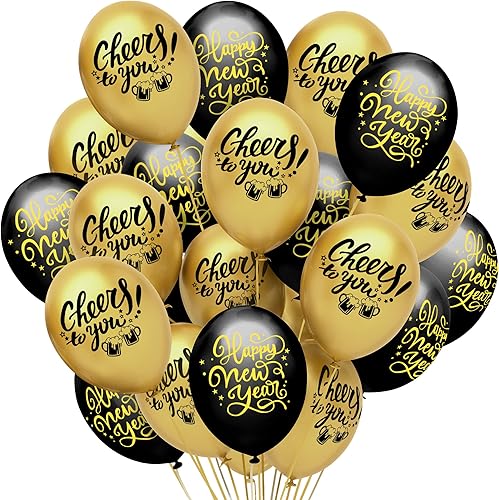 KatchOn, Happy New Year Balloons 2024 Latex - Pack of 20 New Years Balloons 2024 for New Years Eve Party Supplies 2024 Happy New Year Decorations