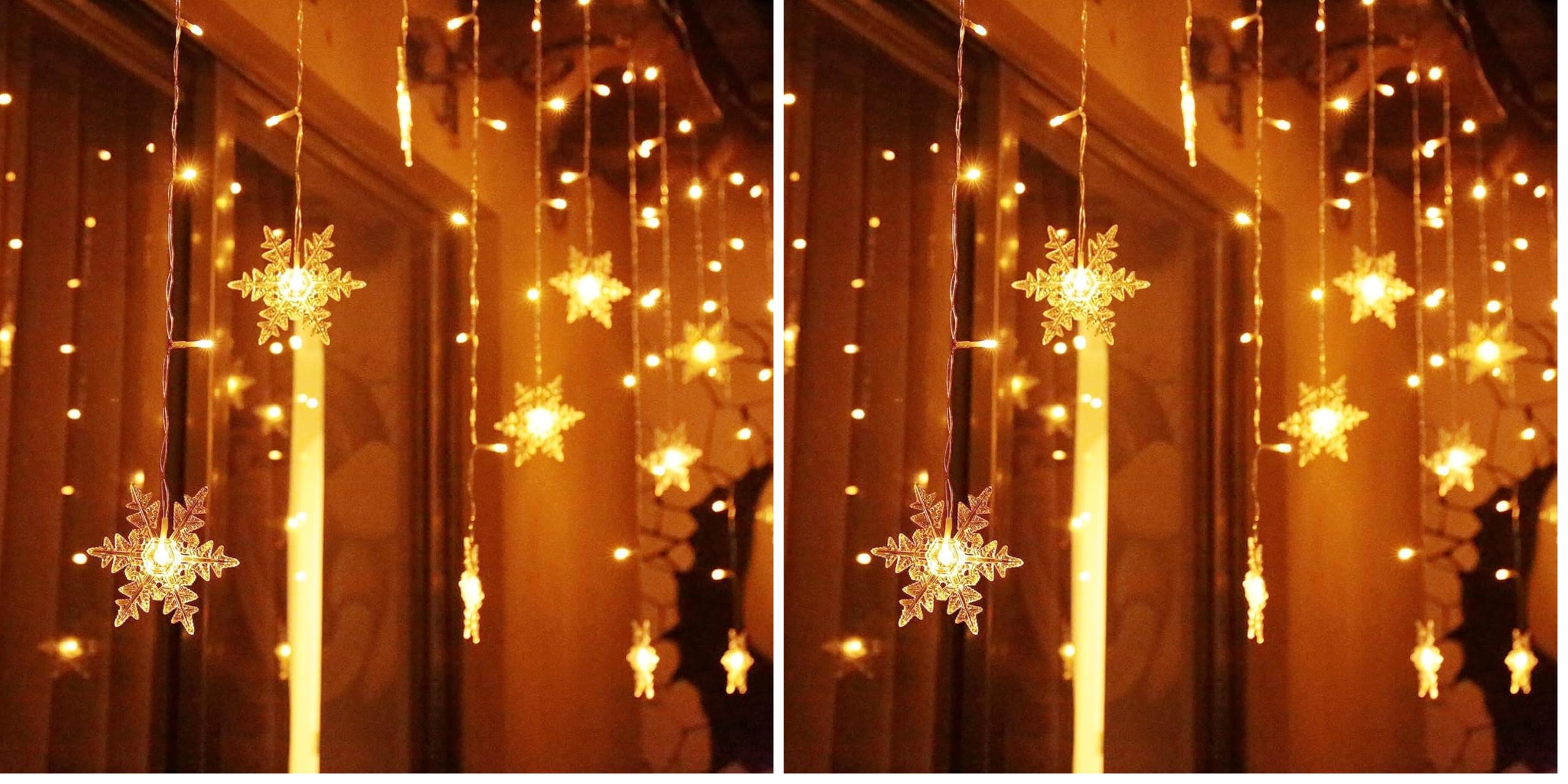 94 LED Lichterkette Schneeflocken, Lichtervorhang Weihnachten Innen 8 Modi und Timer Weihnachtsbeleuchtung Außen IP44 Weihnachtsdeko für Fenster,Hochzeit,Balkon,Schlafzimmer (Packung mit 2)