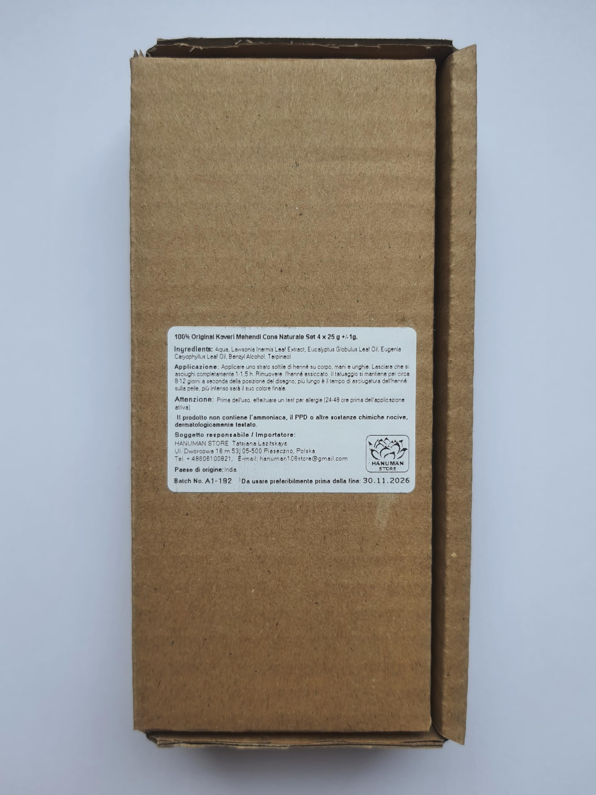Henné Kaveri 100% Natural Mehendi Cone 4 x 25 g, Senza Sostanze Chimiche, Senza PPD