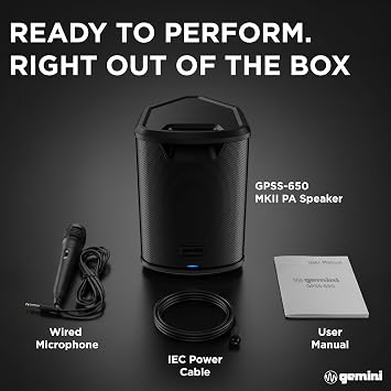 Gemini Wireless Battery PA Speaker, 400 Watts, OTG (GPSS-650 MKII)