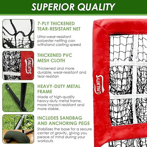 Miniatura 2 de Baseball Pitching Net, 9 Hole Pitching Net with Strike Zone, 5 Height Adjustable Throwing Trainer, Heavy Duty Baseball Softball Net with Carry Bag